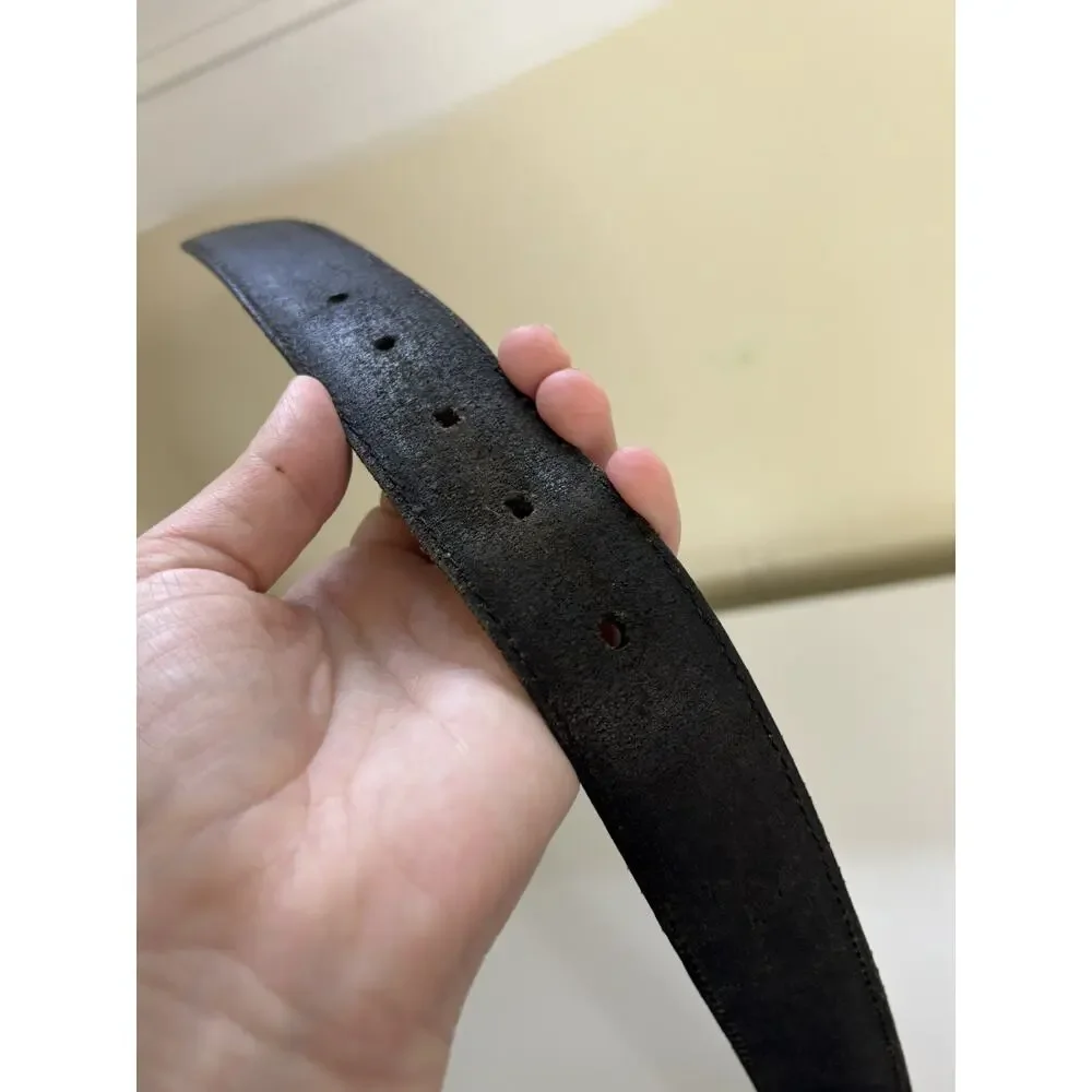 James Campbell Men’s Leather Belt Dark Gray Size 38 Silver Buckle